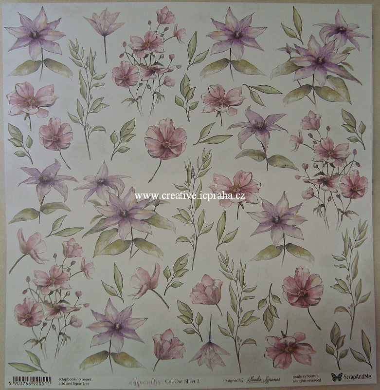 ScrapAndMe Aquar/Flowers 2 30.5x30.5cm 250g/m2